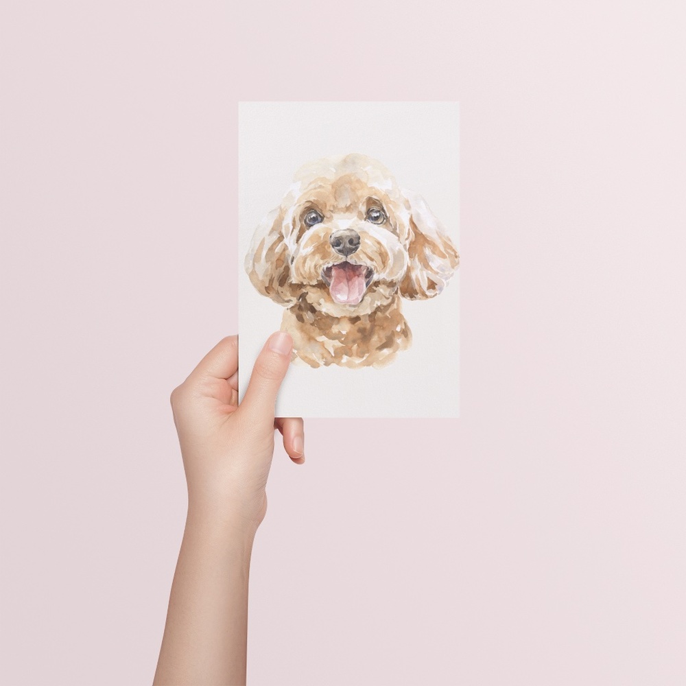 Watercolor Toy Poodle Pet Dog Wall Art Illustration Print Poster Card Unframed - Picture 4 of 7
